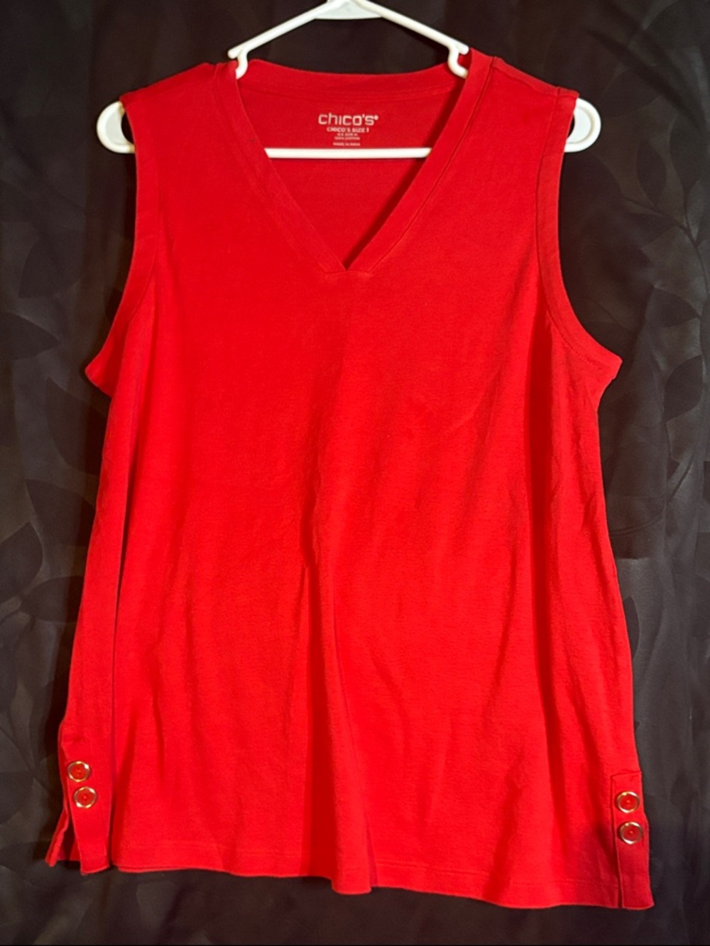 Chico's Bright Red V-Neck Sleeveless Tunic